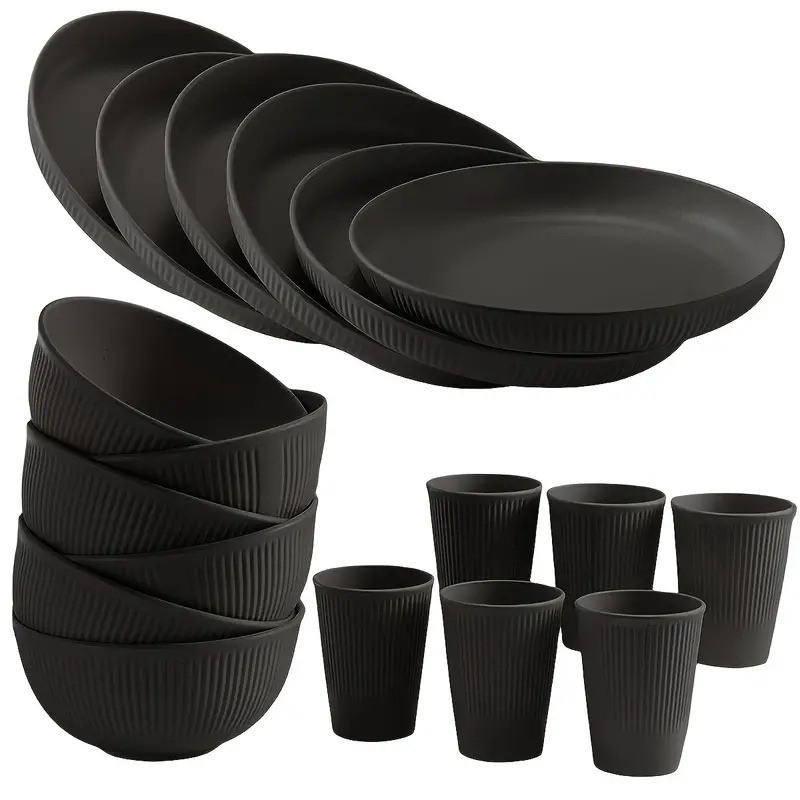 18‑Pcs Wheat Straw Dinnerware Set