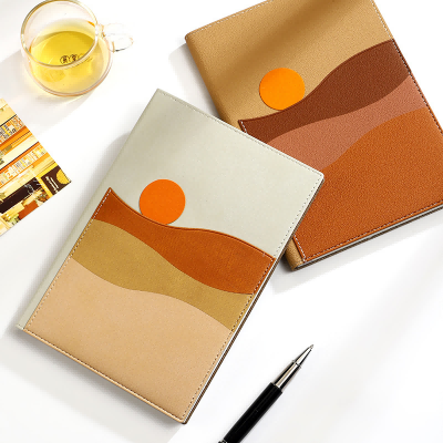 Abstract Mountain Sun Art PU Leather Journal Notebook