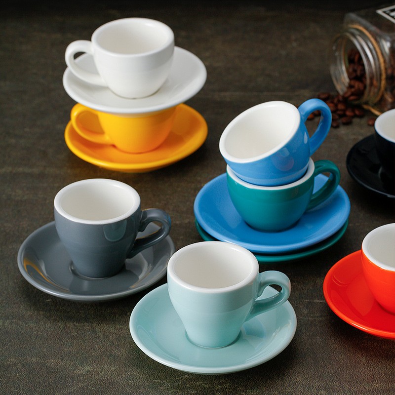 Colorful Ceramic Espresso Cup And Saucer Set
