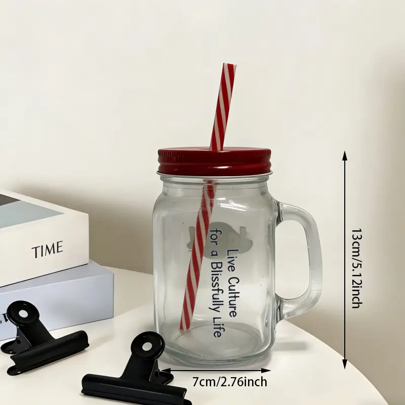 Custom Printed Glass Mason Jar with Handle