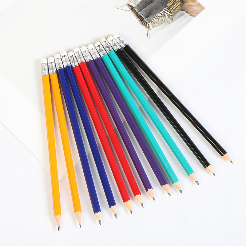 Custom Printed Wooden HB Pencils with Rubber Eraser