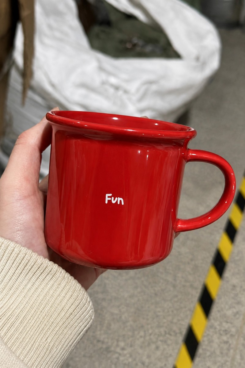 Fun Red Enamel‑Style Ceramic Coffee Mug