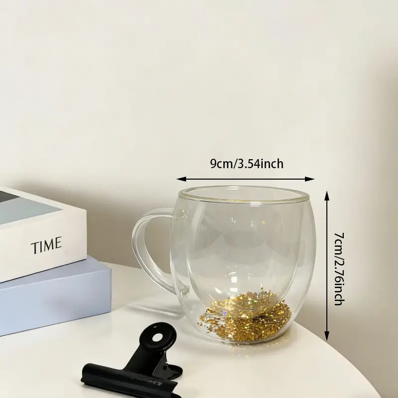 Glitter-Filled Double-Wall Glass Mug