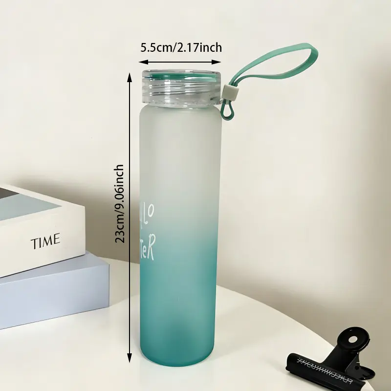 Gradient Frosted Slim Glass Water Bottle