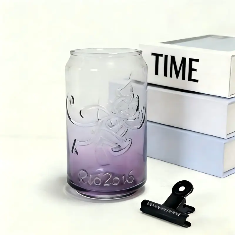 Gradually changing Purple Embossed Glass Tumbler