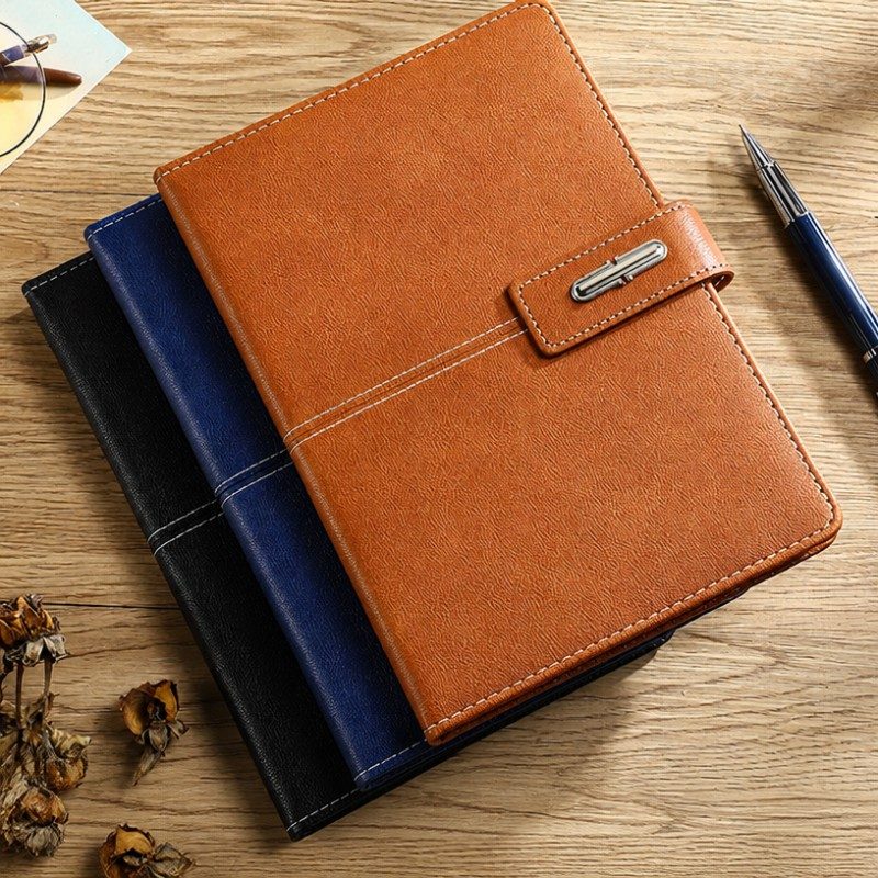 Metal Buckle PU Leather Hardcover Custom Logo Journal Notebook