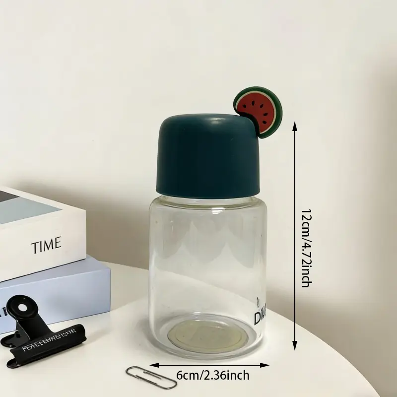 Mini Glass Water Bottle with Pull-Tab Silicone Watermelon Handle