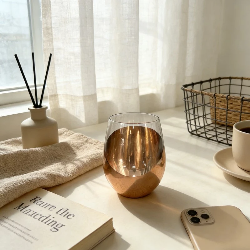 Multi-Finish Half-Plated Stemless Wine Glass