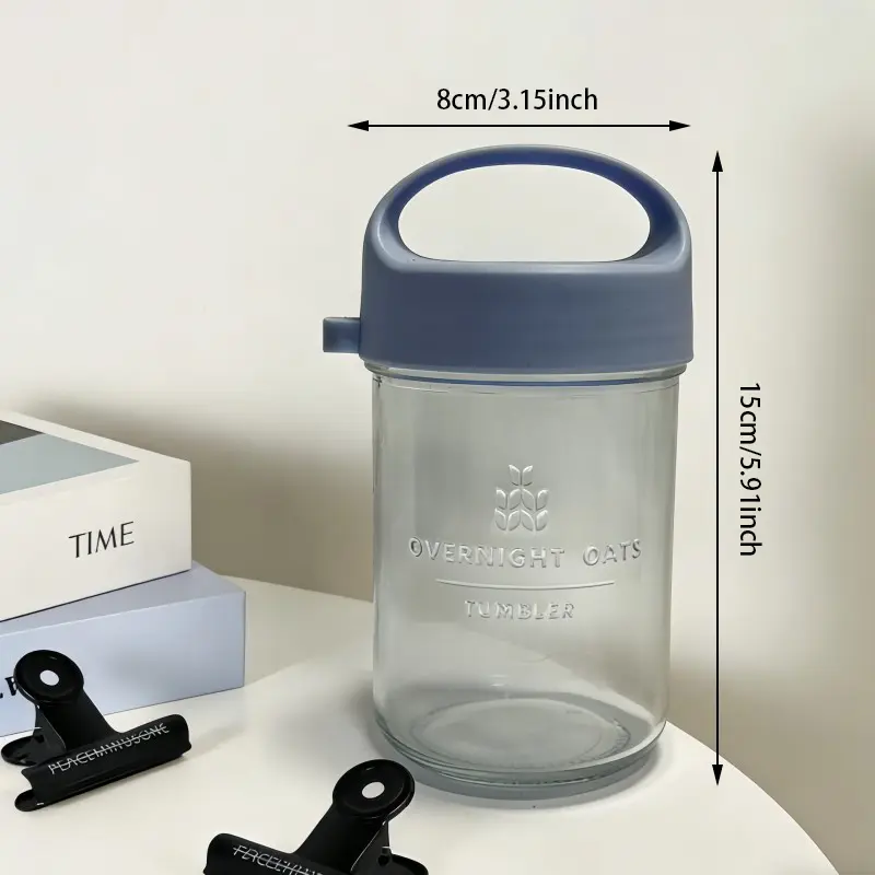 Overnight Oats Glass Tumbler with Carry Lid