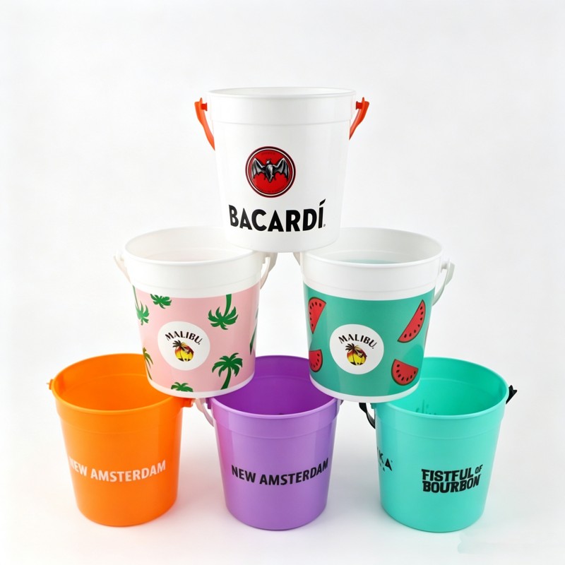 Custom Small Plastic Ice Bucket | With Handle