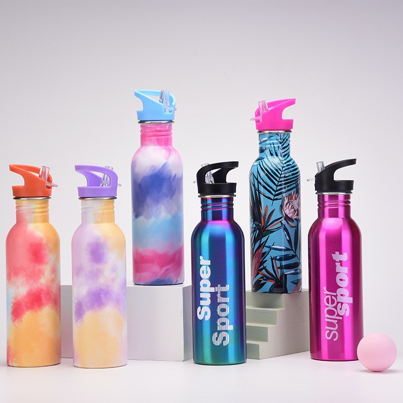 Stainless Steel Sports Water Bottle With Straw Lid