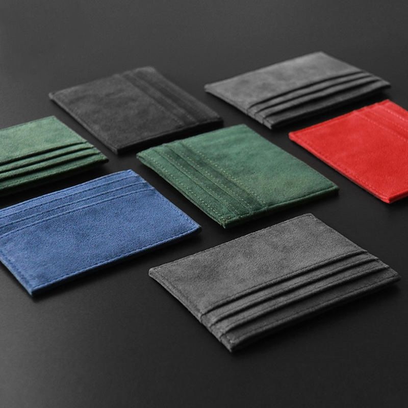 Suede Card Holder Slim Credit Card Wallet