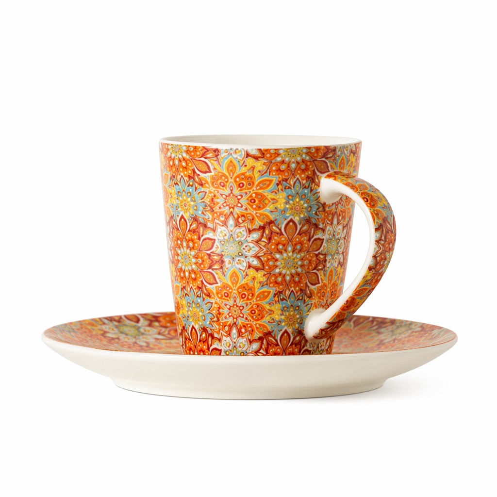 Vintage Floral Pattern Ceramic Coffee Cup With Saucer Porcelain Espresso Tea Mug Set
