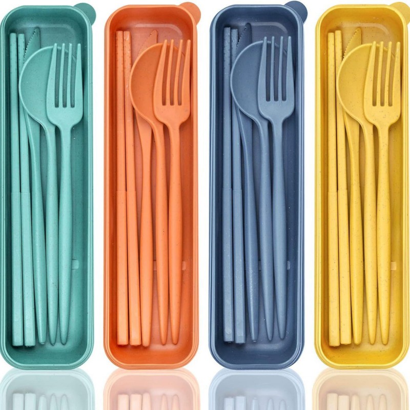 Wheat Straw Portable Utensil Set with Storage Case