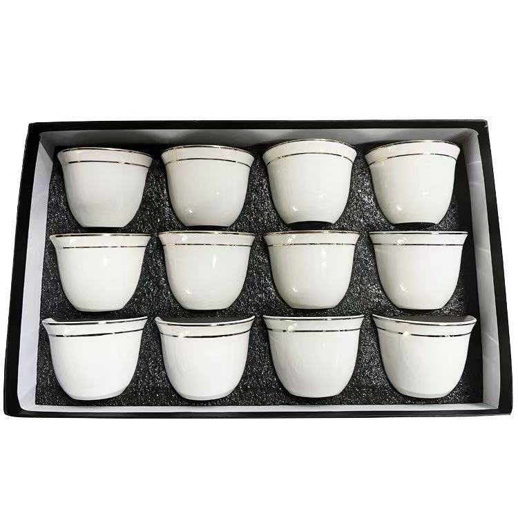 White Porcelain Gold Rim Teacup Chinese Ceramic Tasting Tea Cup for Tea Ceremony